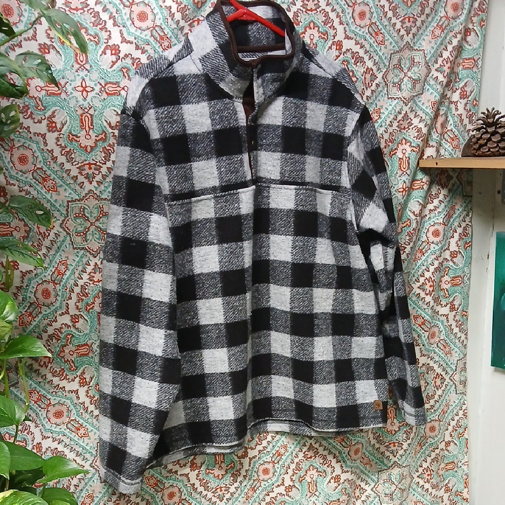 John Wayne Partial Button Checkered Polyester Pul… - image 4